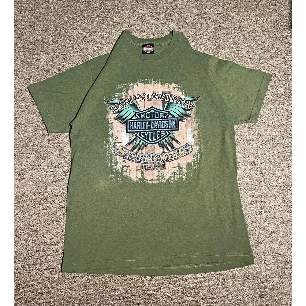 Harley-Davidson St. Thomas U.S.V.I. Skull Graphic T-Shirt Size L